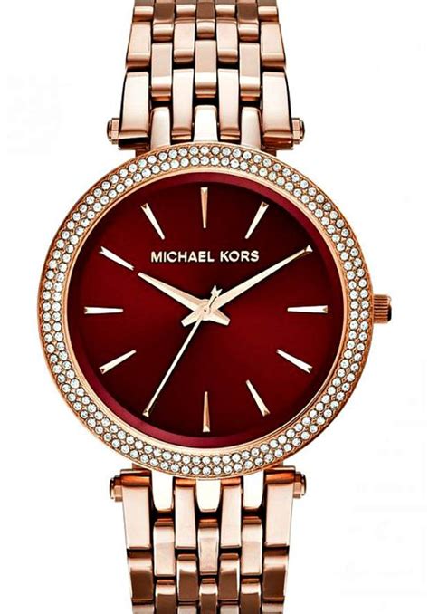 michael kors mk3378|Michael Kors MK3378 Women's Darci Crystal Bezel Dark Red .